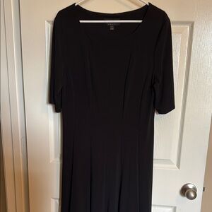 Connected Apparel Black A-Line Midi Dress